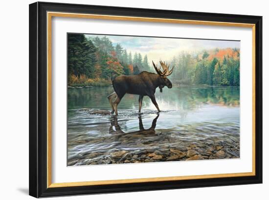 Moose Crossing-Russell Cobane-Framed Art Print