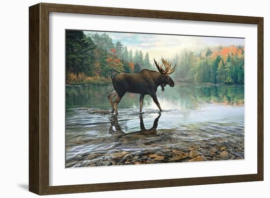 Moose Crossing-Russell Cobane-Framed Art Print