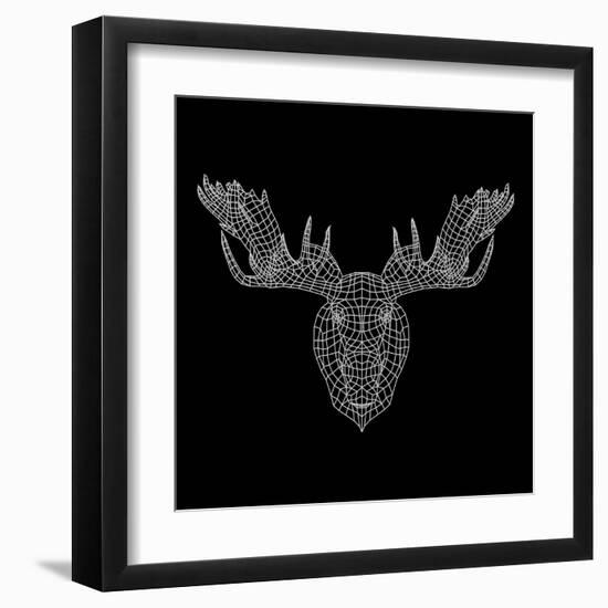 Moose Head Black Mesh-Lisa Kroll-Framed Art Print