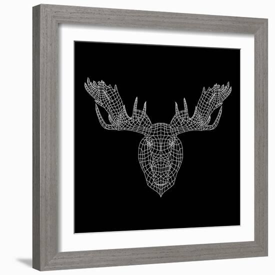 Moose Head Black Mesh-Lisa Kroll-Framed Art Print