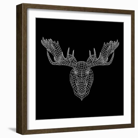 Moose Head Black Mesh-Lisa Kroll-Framed Art Print