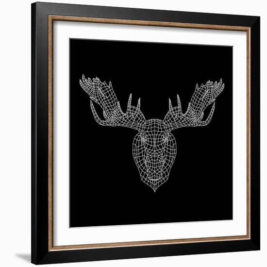 Moose Head Black Mesh-Lisa Kroll-Framed Art Print