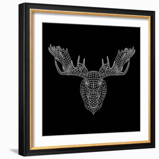 Moose Head Black Mesh-Lisa Kroll-Framed Art Print