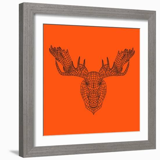 Moose Head Orange Mesh-Lisa Kroll-Framed Art Print