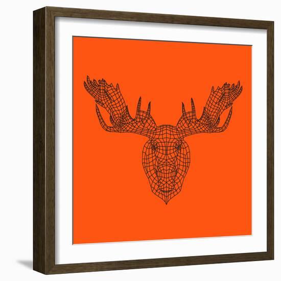 Moose Head Orange Mesh-Lisa Kroll-Framed Art Print