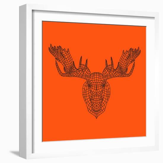 Moose Head Orange Mesh-Lisa Kroll-Framed Art Print