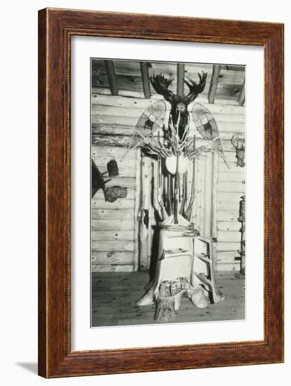 Moose Head, Snowshoes, Trunk Cabinet-null-Framed Art Print