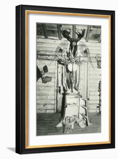 Moose Head, Snowshoes, Trunk Cabinet-null-Framed Art Print