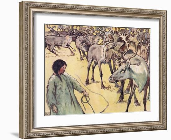 Moose Herd, Illustration from 'Helpers Without Hands' by Gladys Davidson, Published in 1919-John Edwin Noble-Framed Giclee Print