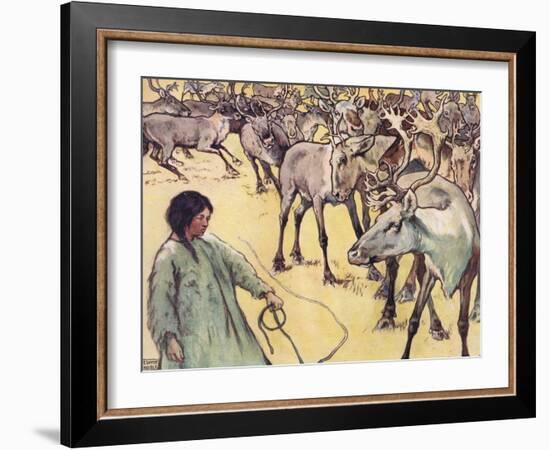 Moose Herd, Illustration from 'Helpers Without Hands' by Gladys Davidson, Published in 1919-John Edwin Noble-Framed Giclee Print