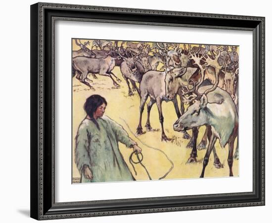 Moose Herd, Illustration from 'Helpers Without Hands' by Gladys Davidson, Published in 1919-John Edwin Noble-Framed Giclee Print