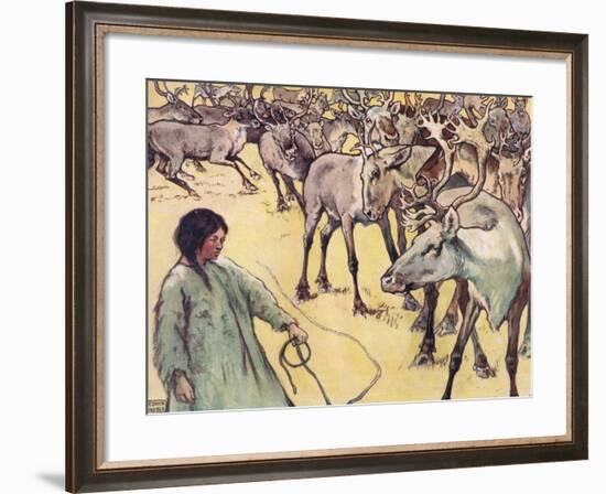 Moose Herd, Illustration from 'Helpers Without Hands' by Gladys Davidson, Published in 1919-John Edwin Noble-Framed Giclee Print