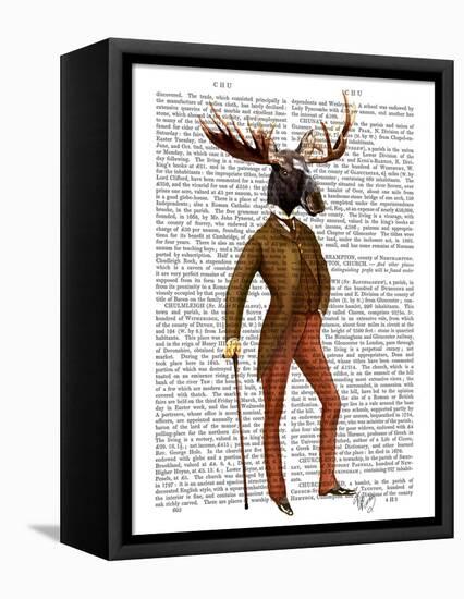 Moose in Suit Full-Fab Funky-Framed Stretched Canvas