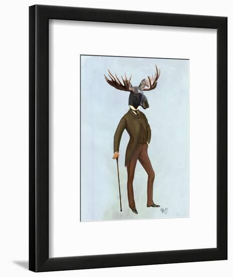 Moose in Suit Full-Fab Funky-Framed Art Print