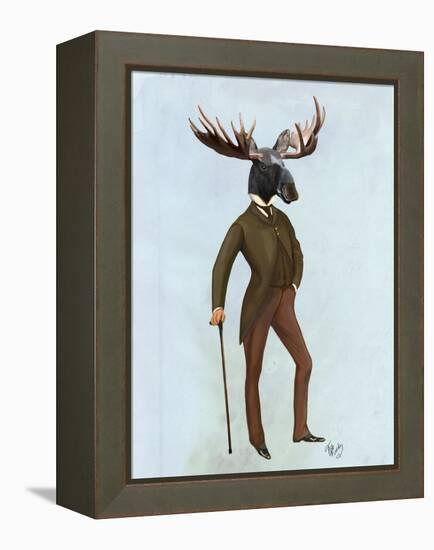 Moose in Suit Full-Fab Funky-Framed Stretched Canvas