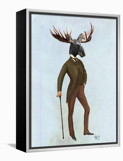 Moose in Suit Full-Fab Funky-Framed Stretched Canvas