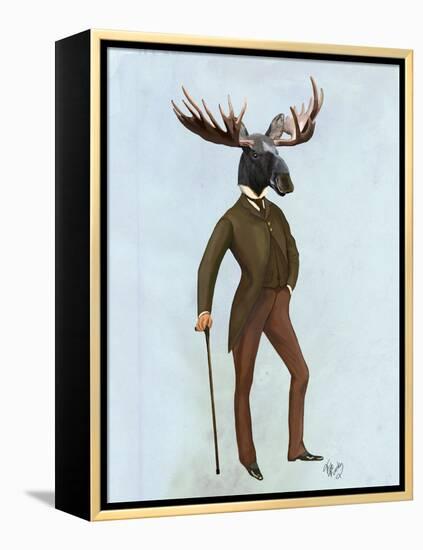 Moose in Suit Full-Fab Funky-Framed Stretched Canvas