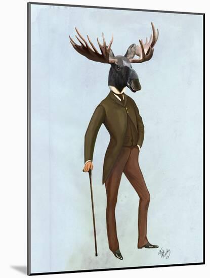 Moose in Suit Full-Fab Funky-Mounted Art Print