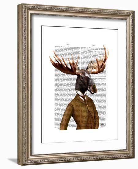 Moose in Suit Portrait-Fab Funky-Framed Premium Giclee Print