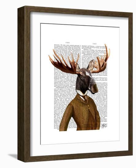 Moose in Suit Portrait-Fab Funky-Framed Premium Giclee Print