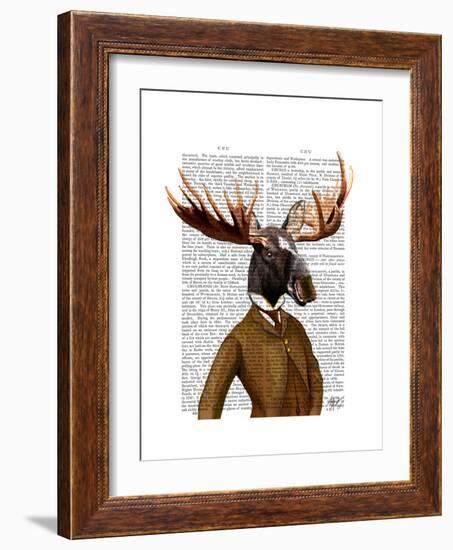 Moose in Suit Portrait-Fab Funky-Framed Premium Giclee Print