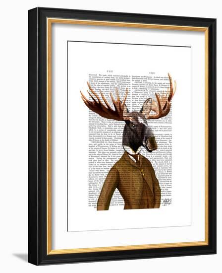 Moose in Suit Portrait-Fab Funky-Framed Premium Giclee Print