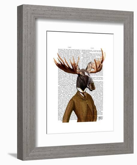 Moose in Suit Portrait-Fab Funky-Framed Art Print