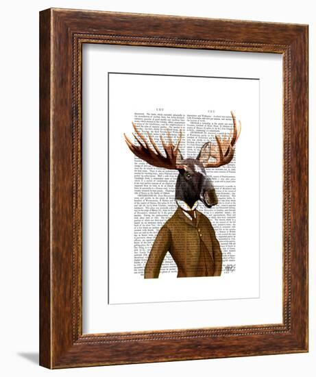 Moose in Suit Portrait-Fab Funky-Framed Art Print