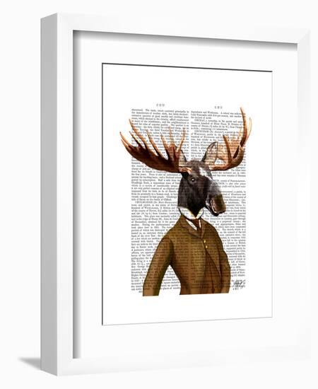 Moose in Suit Portrait-Fab Funky-Framed Art Print