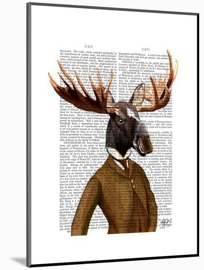 Moose in Suit Portrait-Fab Funky-Mounted Art Print