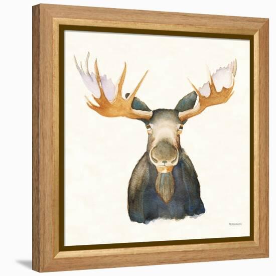 Moose on Cream-Kathy Ferguson-Framed Stretched Canvas