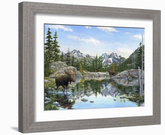 Moose Painting 2-Jeff Tift-Framed Giclee Print