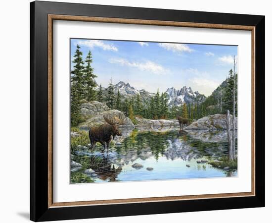 Moose Painting 2-Jeff Tift-Framed Giclee Print