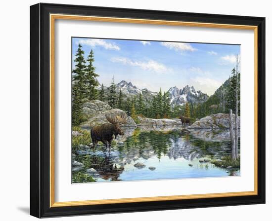 Moose Painting 2-Jeff Tift-Framed Giclee Print
