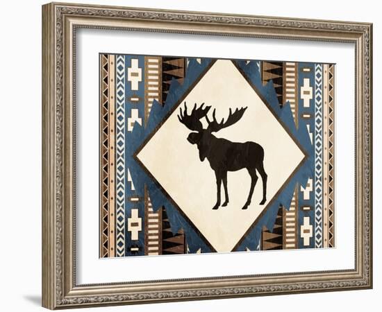 Moose Pattern Horizontal-Jace Grey-Framed Art Print