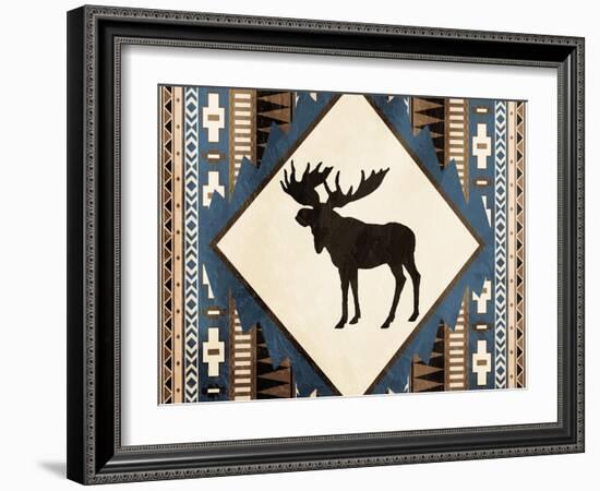 Moose Pattern Horizontal-Jace Grey-Framed Art Print