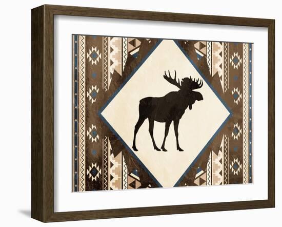 Moose Pattern Mate Horizontal-Jace Grey-Framed Art Print