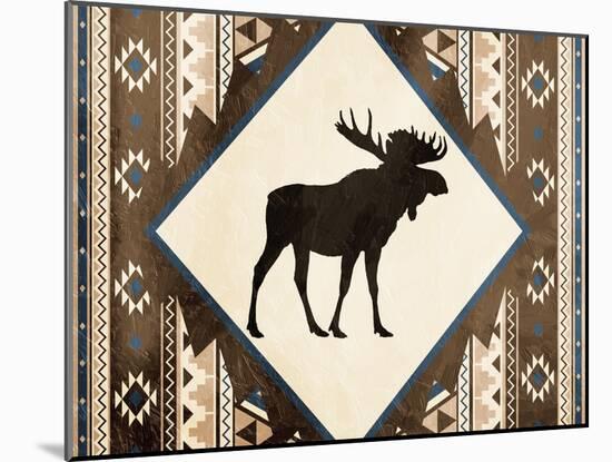 Moose Pattern Mate Horizontal-Jace Grey-Mounted Art Print