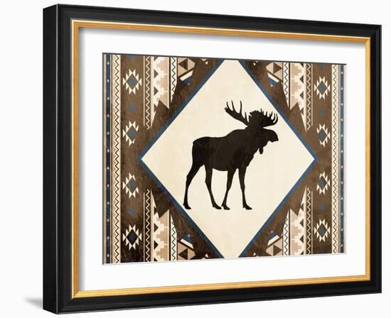 Moose Pattern Mate Horizontal-Jace Grey-Framed Art Print