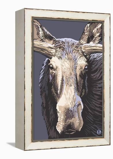 Moose Up Close-Lantern Press-Framed Stretched Canvas