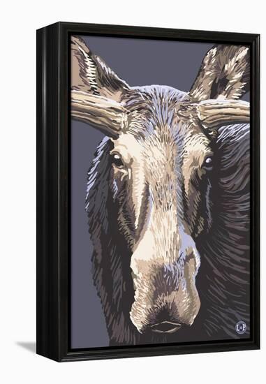 Moose Up Close-Lantern Press-Framed Stretched Canvas