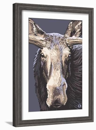 Moose Up Close-Lantern Press-Framed Art Print