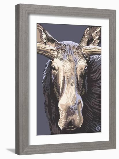 Moose Up Close-Lantern Press-Framed Art Print