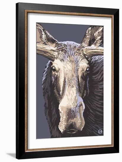 Moose Up Close-Lantern Press-Framed Art Print