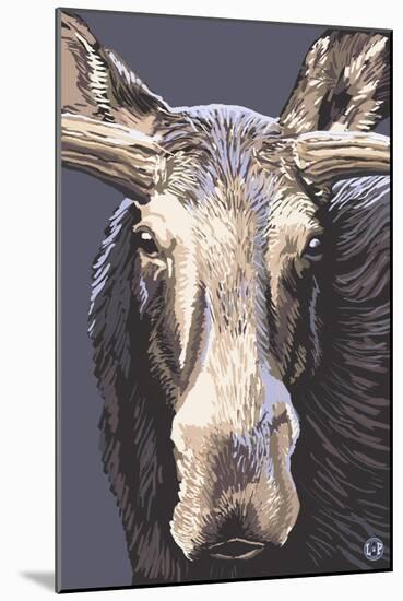 Moose Up Close-Lantern Press-Mounted Art Print