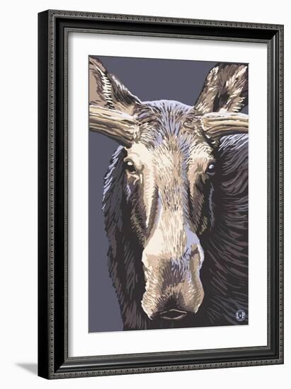 Moose Up Close-Lantern Press-Framed Art Print