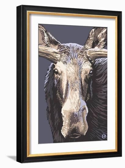 Moose Up Close-Lantern Press-Framed Art Print