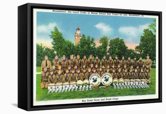 Mooseheart, Illinois, View of the Boy Scout Drum and Bugle Corps-Lantern Press-Framed Stretched Canvas