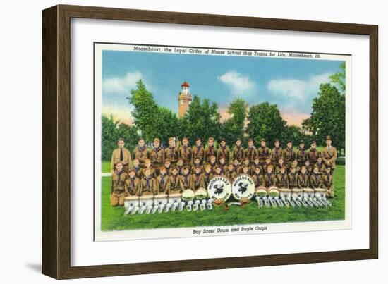 Mooseheart, Illinois, View of the Boy Scout Drum and Bugle Corps-Lantern Press-Framed Premium Giclee Print