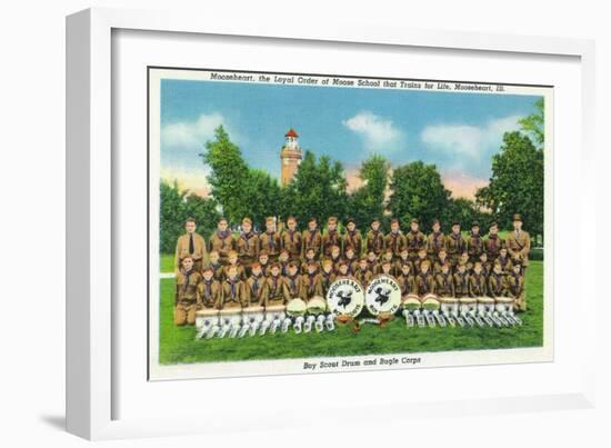 Mooseheart, Illinois, View of the Boy Scout Drum and Bugle Corps-Lantern Press-Framed Premium Giclee Print